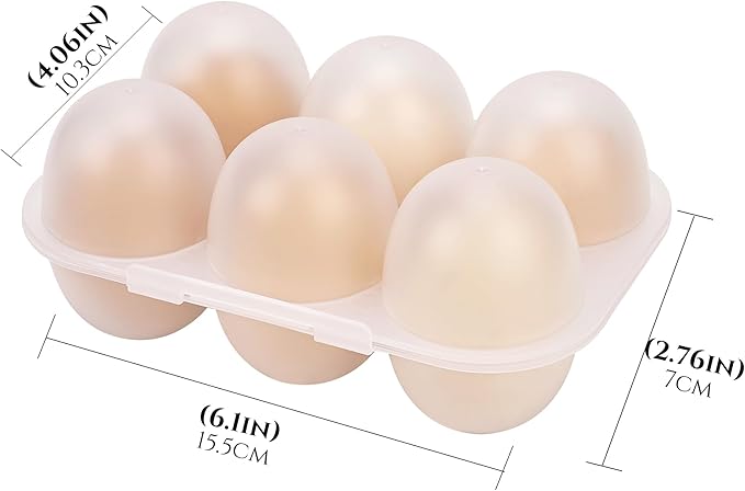 Portable 6-Egg Carrier, White PP Camping Egg Holder with Lid — Outdoor Travel Egg Tray for Fridge, Cooler & RV, BPA-Free, 1-Pack
