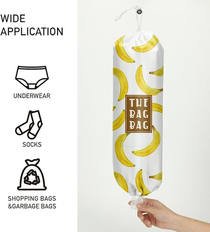 Plastic Bag Organizer, Reusable Grocery Country Style Plastic Bag Dispenser for Home Kitchen Travelling Camping Decor use 1 Pack,Banana Pattern