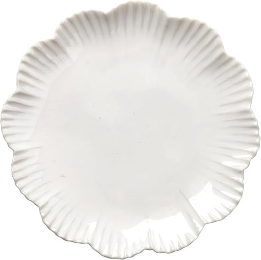 Ceramic Jewelry Dish, Decorative Tray for Rings Earrings Necklaces Bracelet Watch Keys, 4.50" Trinket Tray as Gifts for Women (White Flower)