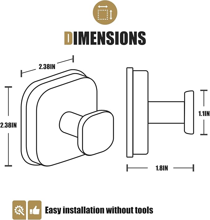 BKV Suction Cup Hooks for Shower,Heavy Duty Shower Hooks for Bathroom Wall,Glass Windows,Smooth Doors to Hang Towels,Robes,Coat,Reusable Suction Cup Wreath Hanger for Christmas Wreaths-Gold(4 Pack)