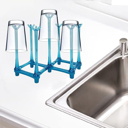 Alovexiong Retractable Cup Drying Rack Drinking Glass Holder Bottle Drying Holder Sports Bottle Drainer Stand Plastic Bag Dryer and Mug Tree Cup Stand Tray Holder for Kitchen,Office (Random Color)
