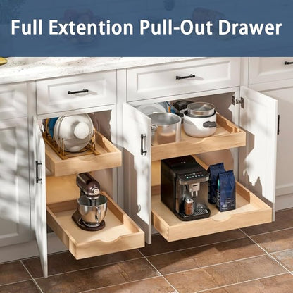 Pull Out Cabinet Drawers - 6x2 Size Options (12-23'W,18-21'D), Pre-Assembled with Soft Close Slides, Solid Beechwood, Easy Installation (23'W x 21'D)