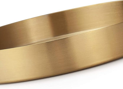 IVAILEX Round Gold Tray Stainless Steel Jewelry, Make up, Candle Plate Decorative Tray (8.6 inches)