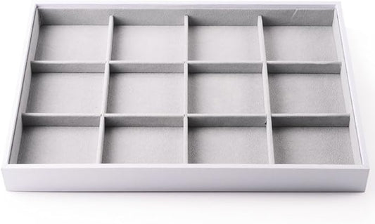 Oirlv Hand Made Velvet Stackable Jewelry Trays Rings Earrings Bracelet organizer Storage Tray (12 Grids)