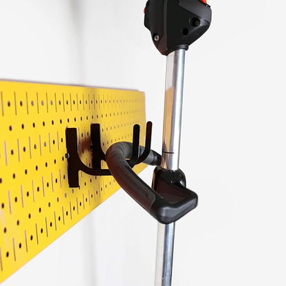 Wall Control Garage Storage Rack Lawn & Garden Tool Organization Wall Mount Organizer - Easy to Install 64" Wide Colorful Metal Peg Board Set (Yellow Pegboard)