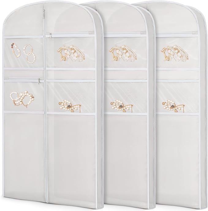 43" Garment Bag for Travel for Hanging Clothes Storage Hanging Suit Cover with Zipper and Accessory Storage for Coats, Dresses, Suits