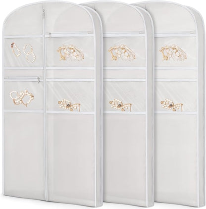 43" Garment Bag for Travel for Hanging Clothes Storage Hanging Suit Cover with Zipper and Accessory Storage for Coats, Dresses, Suits