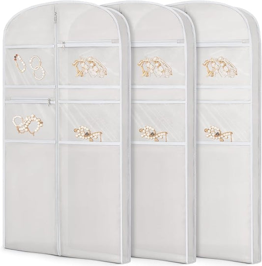43" Garment Bag for Travel for Hanging Clothes Storage Hanging Suit Cover with Zipper and Accessory Storage for Coats, Dresses, Suits