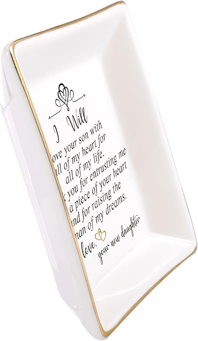 JOYIMARR Mother of the Groom Ring Dish - Thank You For Raising The Man Of My Dreams, Mom Gifts for Mother in Law at Wedding, Bridal Shower Gifts