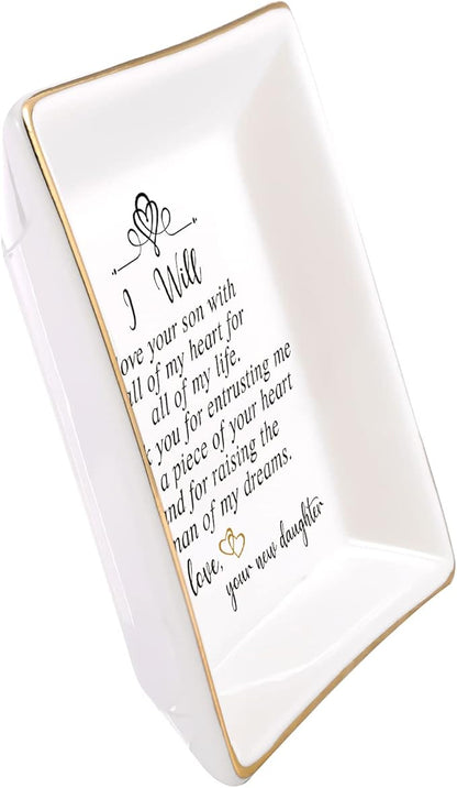 JOYIMARR Mother of the Groom Ring Dish - Thank You For Raising The Man Of My Dreams, Mom Gifts for Mother in Law at Wedding, Bridal Shower Gifts