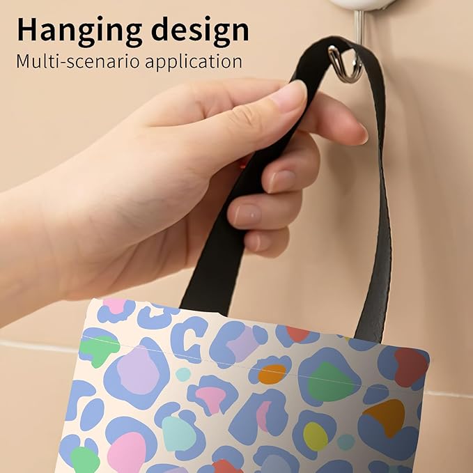 Plastic Bag Holder, Wall Mount Grocery Bag Organizer, Funny Hanging Trash Storage Dispenser for Home Kitchen Cute Colorful Leopard