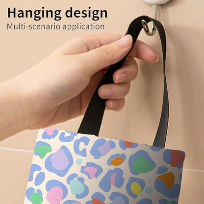Plastic Bag Holder, Wall Mount Grocery Bag Organizer, Funny Hanging Trash Storage Dispenser for Home Kitchen Cute Colorful Leopard