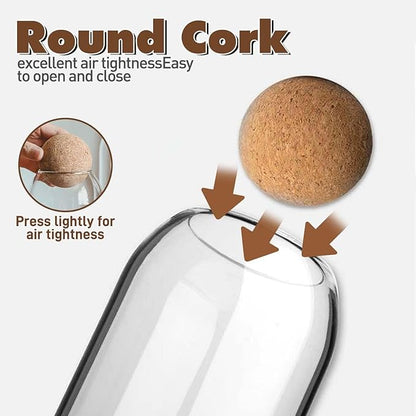 Glass Food Storage Canister, 550ml/19oz Storage Container with Ball Cork, Clear Glass Storage Jar, Sealed Container Canister, for Spices, Sugar, Coffee, Biscuits, Candies