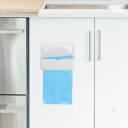 NUOBESTY 2Pcs Wall Mounted Trash Bag Dispenser, Universal Size Trash Bag Holder Organizer No Drill Easy Installation Storage Box for Kitchen, Bathroom & Pantry (White)