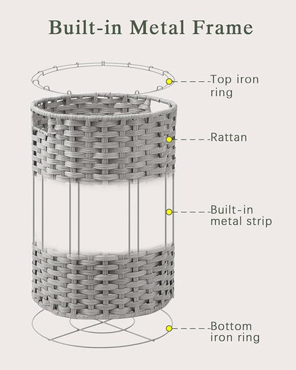 34.3 Gal (130 L) Large Laundry Hamper Laundry Basket Round Handwoven Wicker Laundry Baskets Rattan Laundry Basket with Removable Bag Handles 2 Mesh Bags for Living Room Bedroom Gray (No Lid)