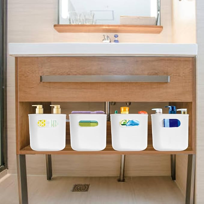 13 Pcs Plastic Storage Bins White Storage Bin Organizer Baskets Small Storage Containers for Pantry Home Kitchen (10 x 7 x 6 Inch)