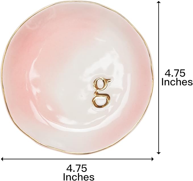 COLLECTIVE HOME - Ceramic Jewelry Tray, Decorative Trinket Dish for Rings Earrings Necklaces Bracelet Watch Keys, Birthday Mother's Day Christmas Gift for Women, 4.75", Colored Surface (G)