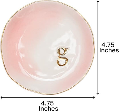 COLLECTIVE HOME - Ceramic Jewelry Tray, Decorative Trinket Dish for Rings Earrings Necklaces Bracelet Watch Keys, Birthday Mother's Day Christmas Gift for Women, 4.75", Colored Surface (G)