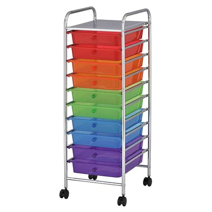 ECR4Kids 10-Drawer Value Mobile Oraganizer, Storage Cart, Assorted