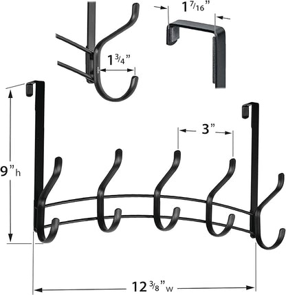 LYNK Professional® Home™ Over Door Hooks Rack - 10 Hook Over Door Hanger - Over Door Towel Rack - Hanging Towels or Clothes - for Bathroom, Bedroom or Laundry Room – Lifetime Ltd. Warranty - Black