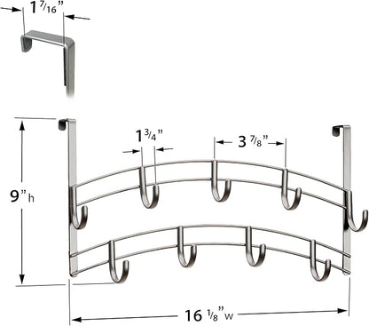 LYNK Professional® Home™ Over Door Hooks Rack - 9 Hook Over Door Hanger - Over Door Towel Rack - Hanging Towels or Clothes - Bathroom, Bedroom or Laundry Room - Lifetime Ltd. Warranty - Platinum
