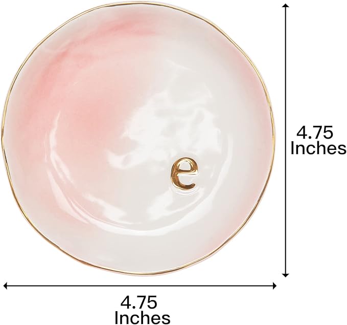 COLLECTIVE HOME - Ceramic Jewelry Tray, Decorative Trinket Dish for Rings Earrings Necklaces Bracelet Watch Keys, Birthday Mother's Day Christmas Gift for Women, 4.75", Colored Surface (E)