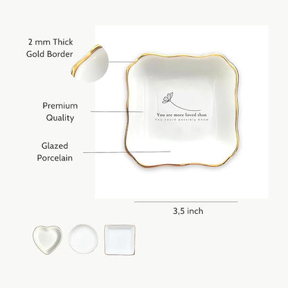 HatafaFurni Ring Dish for Mom - Your Are More Loved Than, Thank You Ring Holder Gift For Women, Appreciation Gift For Daughter, Sister - Ceramic Jewelry Dish for Mother's Day Birthday Christmas Bridal