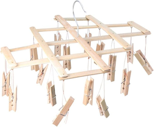Folding Hangers Foldable Laundry Socks Hanging Rack Multi Hanger Socks Hook Dryer Folding Drying Rack Clothespin Baby Clip Wooden