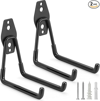 2 Pack Garage Hooks Heavy Duty Storage Organizer Wall Mount Power and Garden Tool Hangers, for Hanging Ladders, Ropes, Hose, Bulk Items