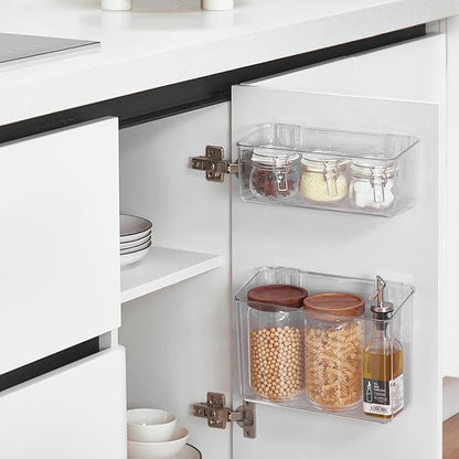 No-Drill Adhesive Wall Mounted Storage Organizer - 2 Pack Set for Bath Toys Storage, Kitchen, Bathroom & Pantry, Laundry Utility Room Storage Bins