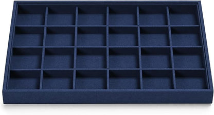 24 Grids Jewelry Tray Earring Organizer Tray Microfiber Jewelry Display Tray Ring Earrings Holder Trays Jewelry Drawer Organizer for Ring Earrings Holder Storage Display Tray