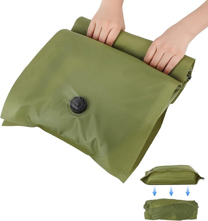 Reusable Fabric Vacuum Seal Bags for Clothing – Large Compression Travel Essentials with No Pump – Manual Exhaust, Tear-Resistant Oxford Cloth for Luggage, Closet & Organization (Military Green-2L)