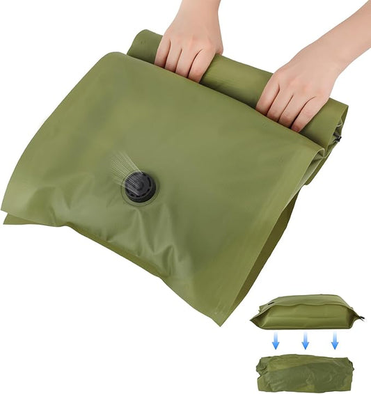 Reusable Fabric Vacuum Seal Bags for Clothing – Large Compression Travel Essentials with No Pump – Manual Exhaust, Tear-Resistant Oxford Cloth for Luggage, Closet & Organization (Military Green-2L)