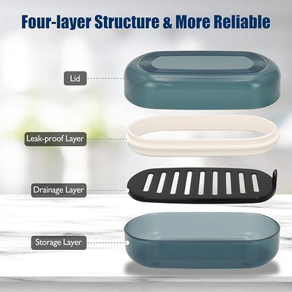 AIMAIAIMAI Shampoo Bar Holder Travel Case for Two Bars – Compatible with Kitsch Solid Shampoo & Conditioner Bars, Large Soap Container for Bathroom or Travel (Blue Style A-Large)