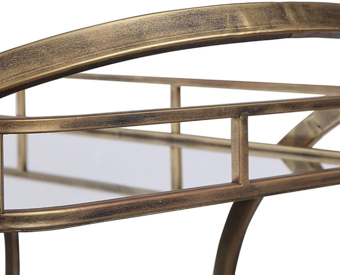 Uttermost Stassi 33" Wide Antiqued Gold Serving Bar Cart