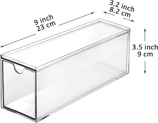 Youngever 3 Drawers Plastic Kitchen Pantry Stackable Storage Organizer, Plastic Tea Packet Organizers, Stackable Tea Bag Holder, 9" x 3" x 3.5"