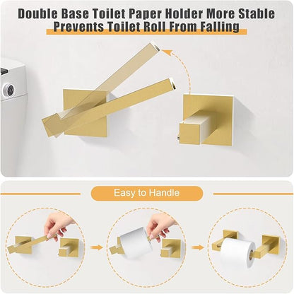 TURS 10-Piece Bathroom Hardware Accessories Set Brushed Gold Towel Bar Holder Set SUS304 Stainless Steel Towel Racks for Bathroom Wall Mounted, 23.6-Inch