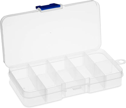 Juvale 12-Pack Mini Tackle Box Organizer - Clear Plastic, 5 x 2.6 x 0.8 In - Customizable Dividers for Screw & Bead Storage - Craft & Earring Storage Containers