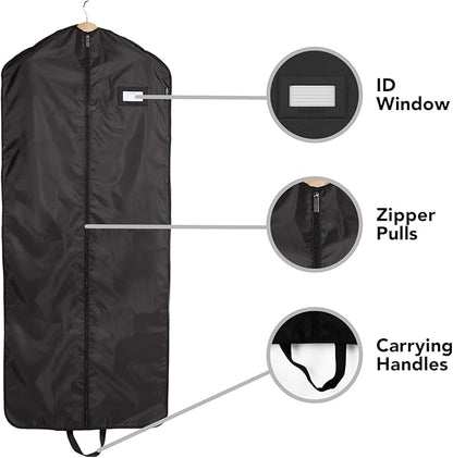 Covermates Keepsakes Garment Bag Set - Premium Polyester - Full Length Zipper - ID Window - Carrying Handles - Closet Storage, Black