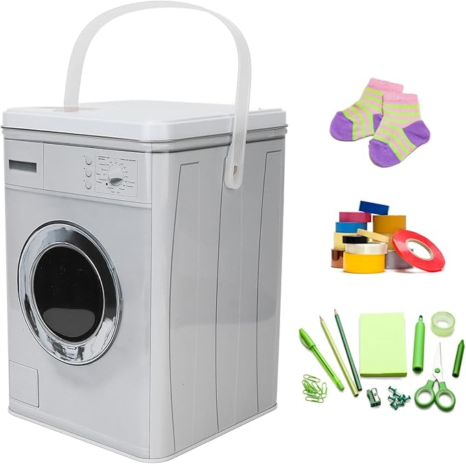 Laundry Detergent Powder Storage Box, Portable Cute Tapes Stationery Socks Container Organizer with Handle