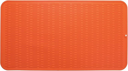 Silicone Dish Drying Mat for Multiple Usage,Easy clean,Eco-friendly,Heat-resistant Silicone Mat for Kitchen Counter or Sink,Refrigerator or Drawer Liner Orange 4XL 32 inches x 18 inches