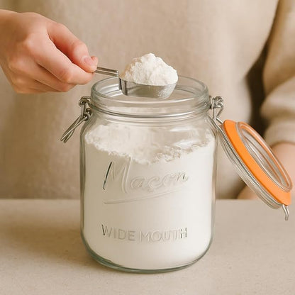 kitchentoolz 64 oz Mason Jars Wide Mouth with Airtight Lids – Set of 2 Half Gallon Glass Jar with Lid – Large Mason Jars with Lids for Kitchen Pantry, Storage, and Canning