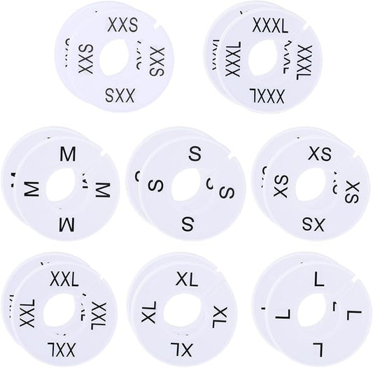 16 Pcs Clothing Size Dividers,Size Rings for Clothing Racks Round White Plastic Clothings Sizes Closet Rack Dividers Hangers Pre-Labeled (XXS-XXXL) Round Sizer for Rods and Organizers