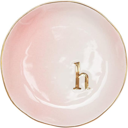 COLLECTIVE HOME - Ceramic Jewelry Tray, Decorative Trinket Dish for Rings Earrings Necklaces Bracelet Watch Keys, Birthday Mother's Day Christmas Gift for Women, 4.75", Colored Surface (H)