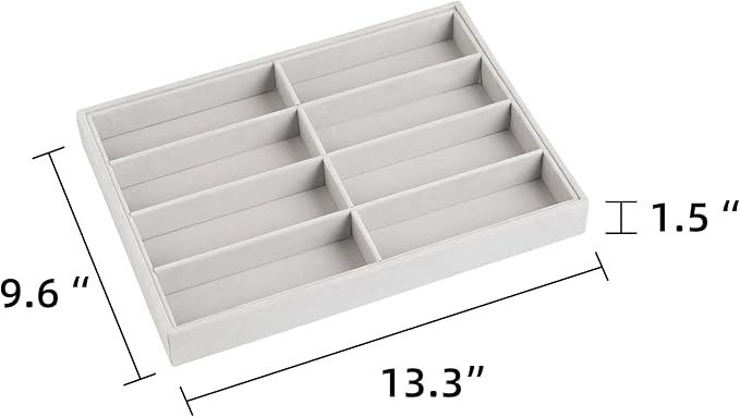 Frebeauty Sunglass Organizer,Velvet Glasses Organizer,8-Slot Sunglasses Tray for Drawer, Men's/Women's Sunglasses Box, Glasses Holder for Watch Stackable Eyeglass/Eyewear Display Tray(Grey)