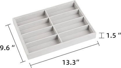 Frebeauty Sunglass Organizer,Velvet Glasses Organizer,8-Slot Sunglasses Tray for Drawer, Men's/Women's Sunglasses Box, Glasses Holder for Watch Stackable Eyeglass/Eyewear Display Tray(Grey)