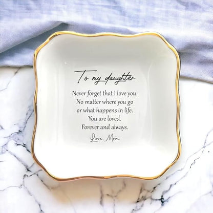 To My Daughter Gift, Ceramic Ring Dish For Girl Bride From Mom, Jewelry Dish, Trinket Tray, Daughter Birthday Gift, Daughter Present, Wedding Gift, Mother And Daughter, Daughter In Law Gift…