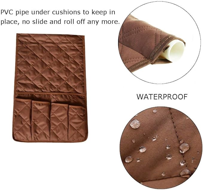 IPENNY Couch Sofa Armrest Organiser Chair TV Remote Holder Bed Storage Pocket Bag for Cellphone Tablet Notepad Book Magazines DVD Eyewears Drinker Snacks Holder Pouch
