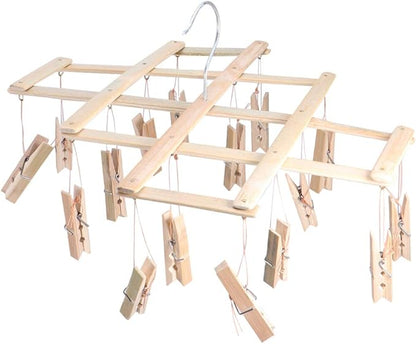 Folding Hangers Foldable Laundry Socks Hanging Rack Multi Hanger Socks Hook Dryer Folding Drying Rack Clothespin Baby Clip Wooden