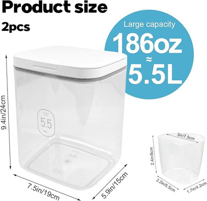 2 Pack 5.5L Laundry Detergent Dispenser with One-Press Lid, Laundry Powder Container for Laundry Room Organization and Storage Pod and Airtight Dishwasher Pod Holder for Bead Powder